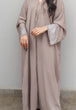 Beaded Sleeve Abaya: Nude