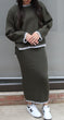 Knit Top & Skirt Set: Olive