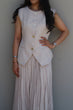 Waistcoat & Pleated Skirt Set: Beige