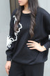Embroidered Knit Set: Black