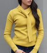 Knit Jersey top with Tie-Front: Mustard