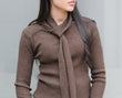 Knit Jersey top with tie-front: Chocolate