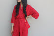 Linen Belted Set: Cherry