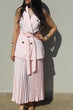 Waistcoat and Pleated Skirt Set (Double Breasted): Pink