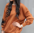 Embroidered Knit Set: Rust