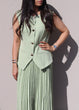Waistcoat and Pleated Skirt Set: Mint