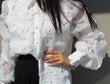 Floral Appliqué Blouse: White