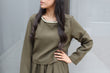 Pearl Blouse & Skirt Set: Khaki