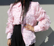 Floral Appliqué Blouse: Baby Pink