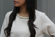 Pearl Blouse & Skirt Set: Beige