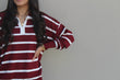 Striped Knit Set: Cherry