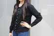 Pearl Knit Beaded Cardigan: Black