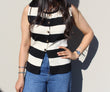 Knit Waistcoat: Striped Black & Cremé