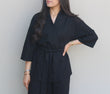 Linen Belted Set: Black