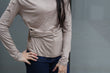 Cinched Brooch Top: Beige