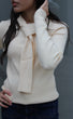 Knit Jersey top with tie-front: cream